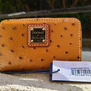 Dooney and Bourke Small Ostrich Ziparound Wallet New Brown